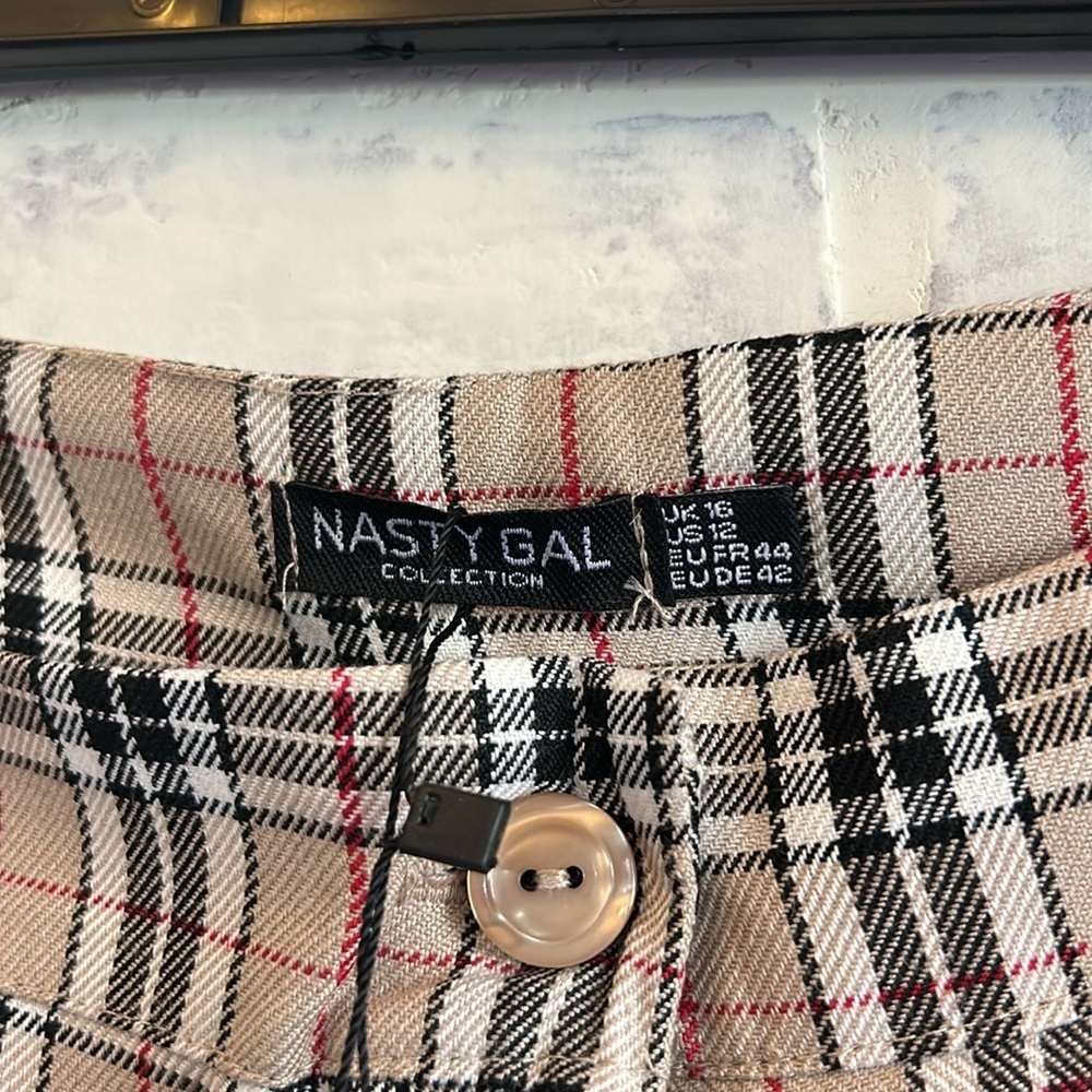 NWT NASTY GAL Check Plaid Tapered High Waisted Tapered Pants Women’s 12 - Picture 8 of 10